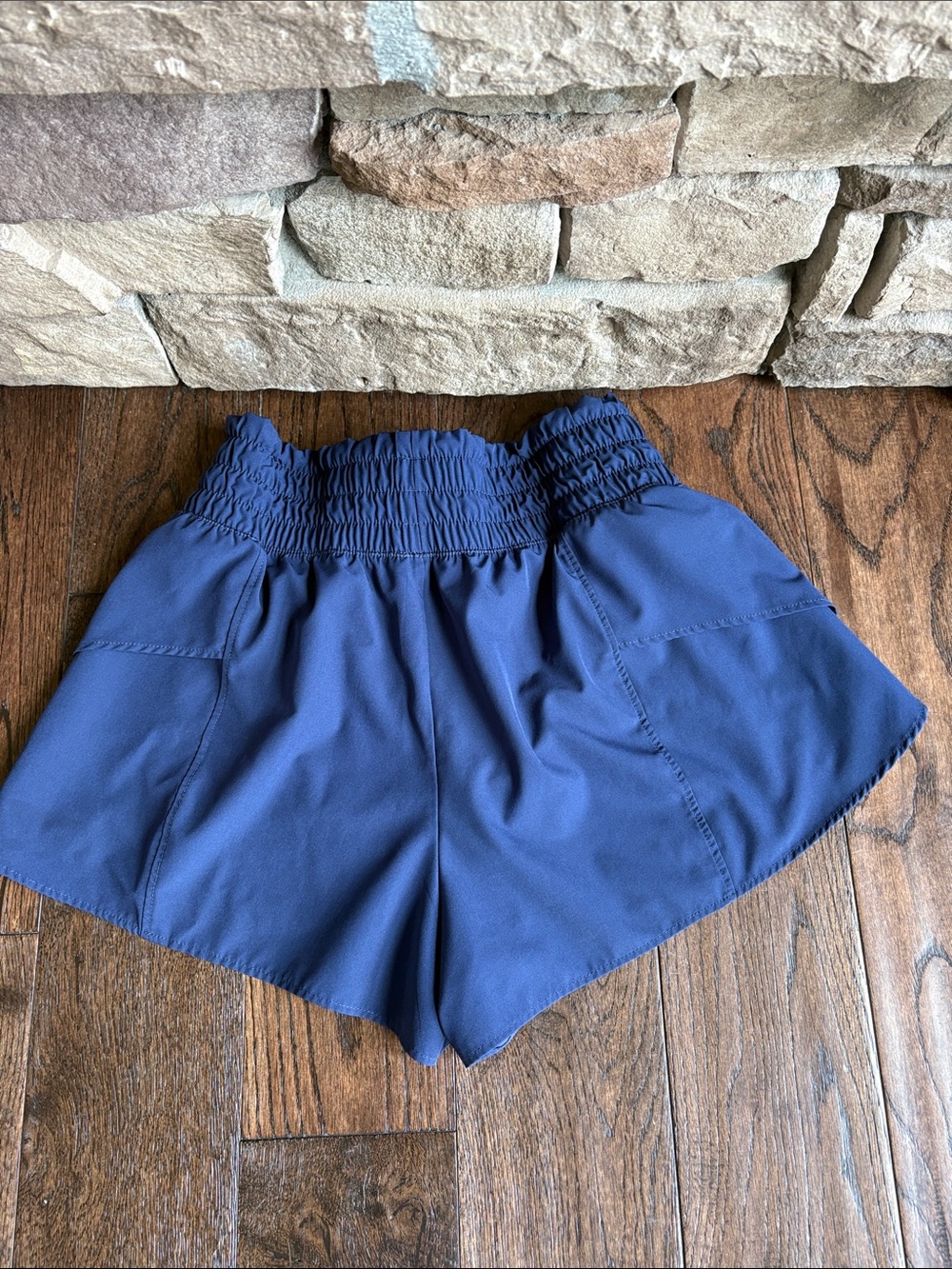 Apana Deep Blue High-Waist Athletic Shorts - Picture 2 of 4